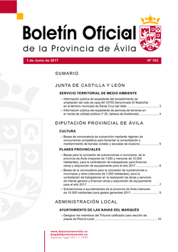 Boletín Oficial de la Provincia del jueves, 1 de junio de 2017