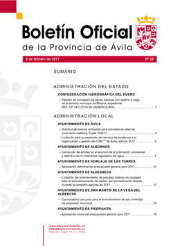 Boletín Oficial de la Provincia del jueves, 2 de febrero de 2017
