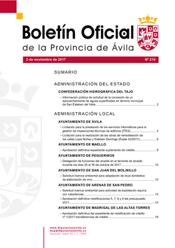 Boletín Oficial de la Provincia del jueves, 2 de noviembre de 2017