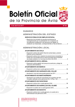 Boletín Oficial de la Provincia del lunes, 3 de abril de 2017