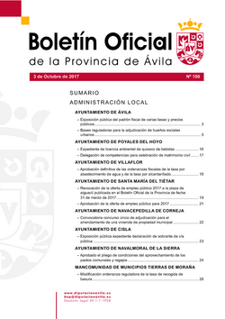 Boletín Oficial de la Provincia del martes, 3 de octubre de 2017