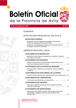 Boletín Oficial de la Provincia del lunes, 6 de noviembre de 2017