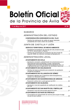 Boletín Oficial de la Provincia del jueves, 11 de mayo de 2017