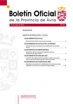 Boletín Oficial de la Provincia del martes, 11 de julio de 2017