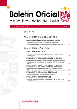 Boletín Oficial de la Provincia del lunes, 11 de septiembre de 2017