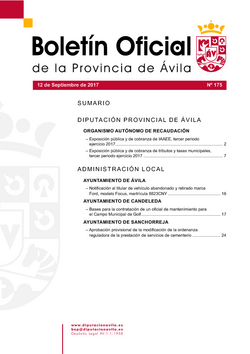 Boletín Oficial de la Provincia del martes, 12 de septiembre de 2017