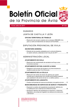 Boletín Oficial de la Provincia del jueves, 13 de julio de 2017