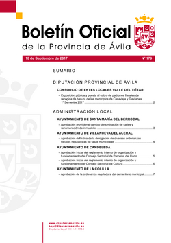 Boletín Oficial de la Provincia del lunes, 18 de septiembre de 2017