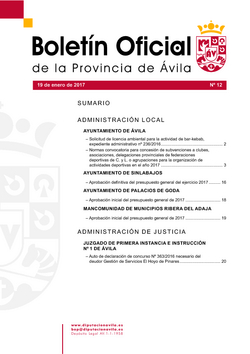 Boletín Oficial de la Provincia del jueves, 19 de enero de 2017