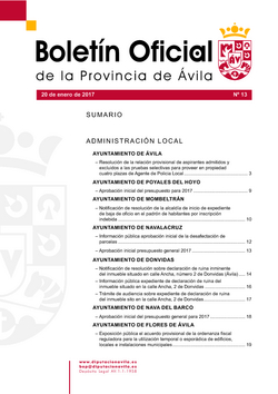 Boletín Oficial de la Provincia del viernes, 20 de enero de 2017