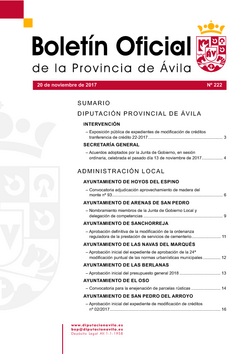 Boletín Oficial de la Provincia del lunes, 20 de noviembre de 2017