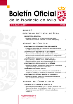 Boletín Oficial de la Provincia del lunes, 23 de octubre de 2017