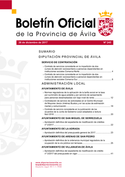 Boletín Oficial de la Provincia del martes, 26 de diciembre de 2017