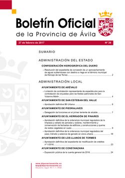 Boletín Oficial de la Provincia del lunes, 27 de febrero de 2017