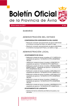 Boletín Oficial de la Provincia del martes, 28 de marzo de 2017