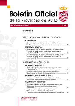 Boletín Oficial de la Provincia del jueves, 28 de septiembre de 2017