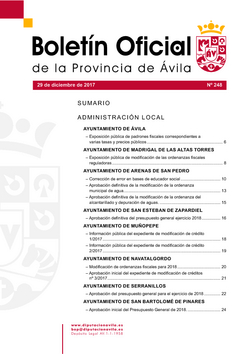 Boletín Oficial de la Provincia del viernes, 29 de diciembre de 2017