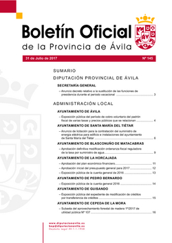 Boletín Oficial de la Provincia del lunes, 31 de julio de 2017