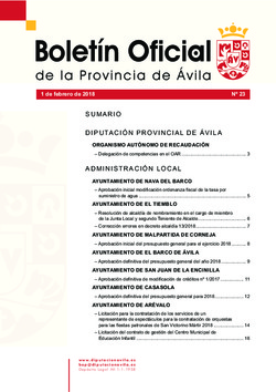 Boletín Oficial de la Provincia del jueves, 1 de febrero de 2018