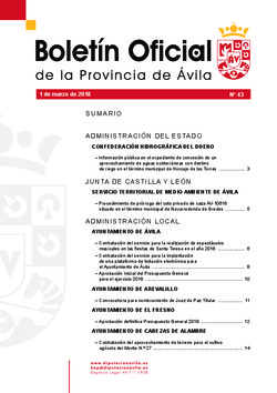 Boletín Oficial de la Provincia del jueves, 1 de marzo de 2018