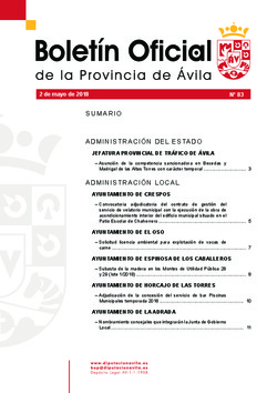 Boletín Oficial de la Provincia del miércoles, 2 de mayo de 2018