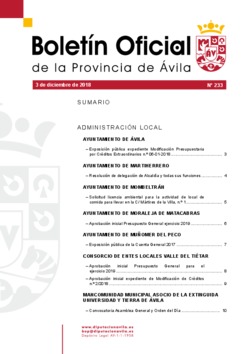 Boletín Oficial de la Provincia del lunes, 3 de diciembre de 2018