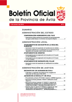 Boletín Oficial de la Provincia del jueves, 4 de enero de 2018