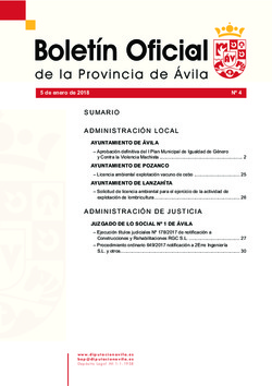 Boletín Oficial de la Provincia del jueves, 11 de enero de 2018