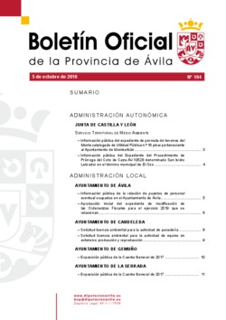 Boletín Oficial de la Provincia del viernes, 5 de octubre de 2018