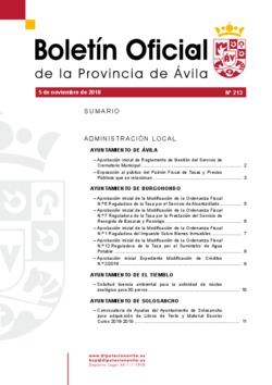 Boletín Oficial de la Provincia del lunes, 5 de noviembre de 2018