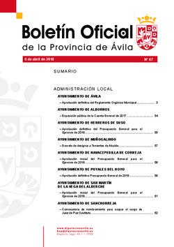 Boletín Oficial de la Provincia del viernes, 6 de abril de 2018