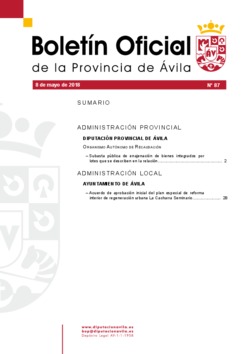 Boletín Oficial de la Provincia del martes, 8 de mayo de 2018