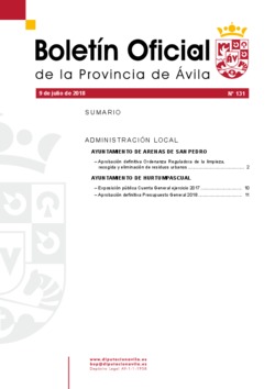 Boletín Oficial de la Provincia del lunes, 9 de julio de 2018