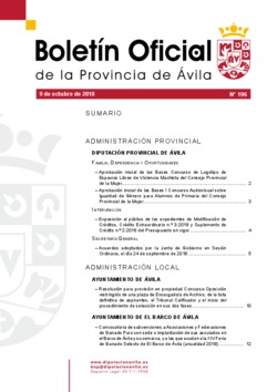 Boletín Oficial de la Provincia del martes, 9 de octubre de 2018