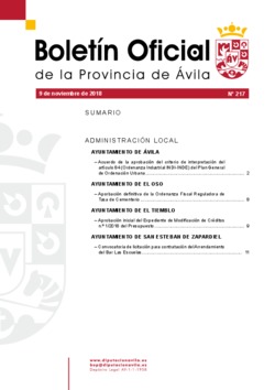 Boletín Oficial de la Provincia del viernes, 9 de noviembre de 2018