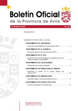 Boletín Oficial de la Provincia del viernes, 13 de julio de 2018