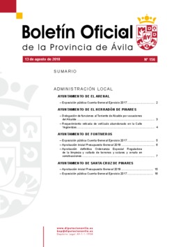 Boletín Oficial de la Provincia del lunes, 13 de agosto de 2018