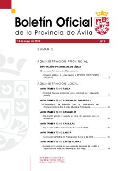 Boletín Oficial de la Provincia del lunes, 14 de mayo de 2018