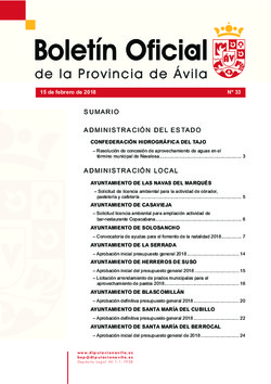 Boletín Oficial de la Provincia del jueves, 15 de febrero de 2018