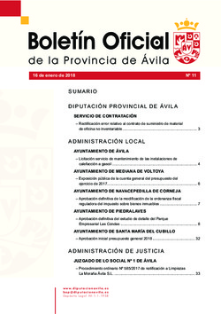 Boletín Oficial de la Provincia del martes, 16 de enero de 2018