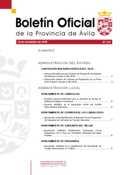 Boletín Oficial de la Provincia del viernes, 16 de noviembre de 2018