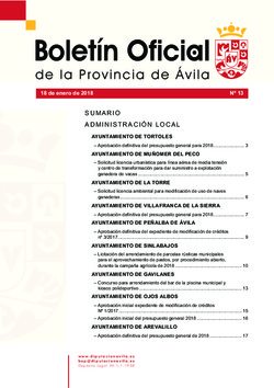 Boletín Oficial de la Provincia del jueves, 18 de enero de 2018