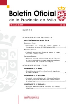Boletín Oficial de la Provincia del miércoles, 18 de julio de 2018