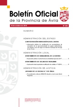 Boletín Oficial de la Provincia del jueves, 18 de octubre de 2018