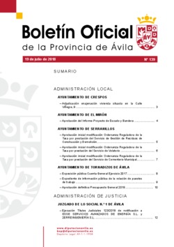 Boletín Oficial de la Provincia del jueves, 19 de julio de 2018