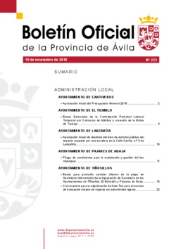 Boletín Oficial de la Provincia del lunes, 19 de noviembre de 2018