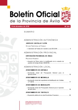 Boletín Oficial de la Provincia del miércoles, 19 de diciembre de 2018