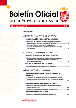 Boletín Oficial de la Provincia del martes, 20 de febrero de 2018