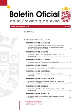 Boletín Oficial de la Provincia del jueves, 20 de diciembre de 2018