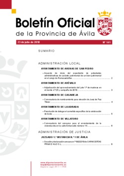 Boletín Oficial de la Provincia del lunes, 23 de julio de 2018